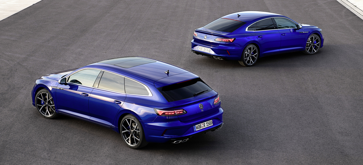 Volkswagen Arteon et Volkswagen Arteon Shooting Brake bleues