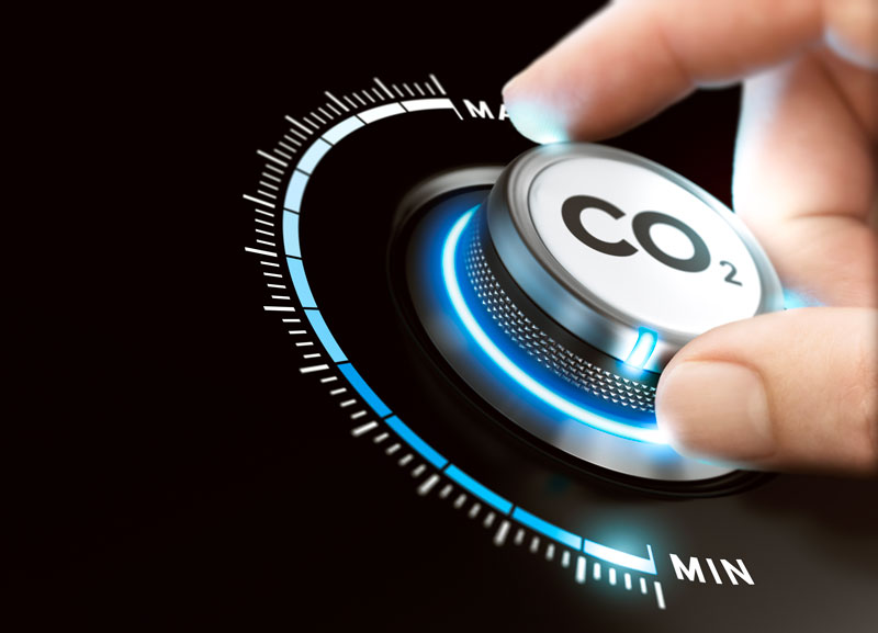 Bouton émission de CO2 dans un véhicule